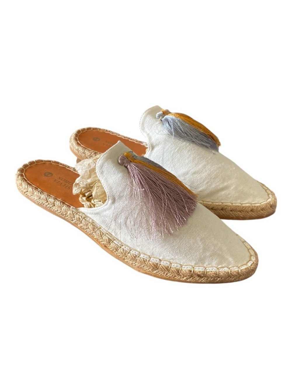 NEW Silvia Cobos Espadrille Mule with Multicolor Tassels